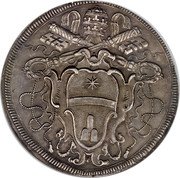 Italy Piastra Clemente XI Bust ND (1715) XV KM# 763 coin reverse Italy Piastra Clemente XI Bust ND (1715) XV KM# 763 coin reverse