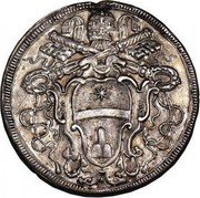 Italy Piastra Clemente XI ND (1715) XV KM# 762 coin reverse Italy Piastra Clemente XI ND (1715) XV KM# 762 coin reverse