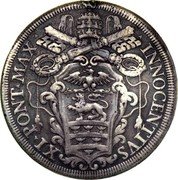 Italy Piastra Innocent XI ND KM# 408 XI PONT MAX INNOCENTIVS coin obverse Italy Piastra Innocent XI ND KM# 408 XI PONT MAX INNOCENTIVS coin obverse