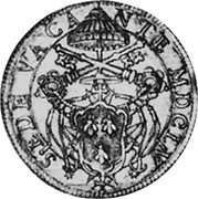 Italy Quadrupla Scudo D'oro Cardinal Antonio Barberini 1655 MDCLV KM# 286 SEDE VACANTE MDCLV coin obverse Italy Quadrupla Scudo D'oro Cardinal Antonio Barberini 1655 MDCLV KM# 286 SEDE VACANTE MDCLV coin obverse