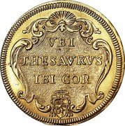 Italy Quadrupla Scudo D'oro Innocent XI ND (1681) VI KM# 425 VBI THESAVRVS IBI COR coin reverse