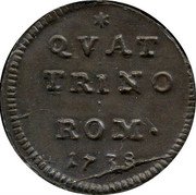 Italy Quattrino Clement XII 1738 1738-VIII KM# 883 QVAT TRINO ROM 1738 coin reverse