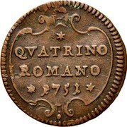 Italy Quattrino Benedict XIV 1751 XII KM# 1174 QVATRINO ROMANO 1751 coin reverse Italy Quattrino Benedict XIV 1751 XII KM# 1174 QVATRINO ROMANO 1751 coin reverse