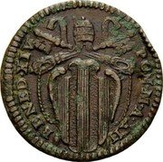 Italy Quattrino Benedict XIV 1752 XII KM# 1177.1 BENED XIV PON M A XII coin obverse Italy Quattrino Benedict XIV 1752 XII KM# 1177.1 BENED XIV PON M A XII coin obverse