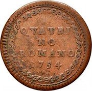Italy Quattrino Benedict XIV 1754 XV KM# 1176 QVATRI NO ROMANO 1754 coin reverse Italy Quattrino Benedict XIV 1754 XV KM# 1176 QVATRI NO ROMANO 1754 coin reverse