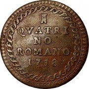 Italy Quattrino Clement XIII 1758 I KM# 1182.1 QVATRI NO ROMANO 1758 coin reverse Italy Quattrino Clement XIII 1758 I KM# 1182.1 QVATRI NO ROMANO 1758 coin reverse