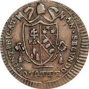 Italy Quattrino Pius VII 1802 R MDCCCII (1802)-II KM# 1264 PONTIFICATVS AN SECVNDO QVATTR coin obverse Italy Quattrino Pius VII 1802 R MDCCCII (1802)-II KM# 1264 PONTIFICATVS AN SECVNDO QVATTR coin obverse