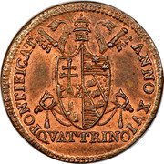 Italy Quattrino Pius VII 1816 B MDCCCXVI (1816)-XVI KM# 1276.3 PONTIFICAT ANNO XVI QVATTRINO coin obverse Italy Quattrino Pius VII 1816 B MDCCCXVI (1816)-XVI KM# 1276.3 PONTIFICAT ANNO XVI QVATTRINO coin obverse