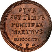 Italy Quattrino Pius VII 1816 R MDCCCXVI (1816)-XVII KM# 1276.1 PIVS SEPTIMVS PONTIFEX MIXIMVS MDCCCXVI coin reverse Italy Quattrino Pius VII 1816 R MDCCCXVI (1816)-XVII KM# 1276.1 PIVS SEPTIMVS PONTIFEX MIXIMVS MDCCCXVI coin reverse