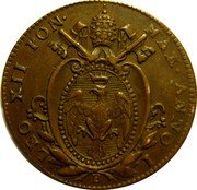 Italy Quattrino Leo XII Without mintmark 1824 (B) I KM# 1294.1 LEO XII PON. MAX.ANNO I B coin obverse Italy Quattrino Leo XII Without mintmark 1824 (B) I KM# 1294.1 LEO XII PON. MAX.ANNO I B coin obverse