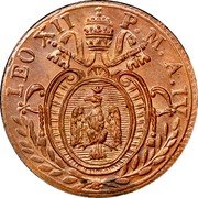Italy Quattrino Leo XII 1826 R IV KM# 1298 LEO XII P.M.A.IV coin obverse Italy Quattrino Leo XII 1826 R IV KM# 1298 LEO XII P.M.A.IV coin obverse