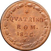 Italy Quattrino Leo XII 1826 R IV KM# 1298 QVATRINO ROM. 1826. coin reverse Italy Quattrino Leo XII 1826 R IV KM# 1298 QVATRINO ROM. 1826. coin reverse