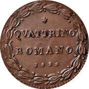 Italy Quattrino Pius VIII 1829 R I KM# 1299 QUATTRINO ROMANO 1829 coin reverse Italy Quattrino Pius VIII 1829 R I KM# 1299 QUATTRINO ROMANO 1829 coin reverse