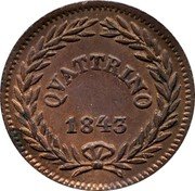 Italy Quattrino Gregorio XVI 1843 R XIII KM# 1318 QUATTRINO 1843 coin reverse