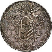 Italy Scudo Clement XIII 1759 I KM# 1190 CLEMENS XIII PONT MAX AN I coin obverse Italy Scudo Clement XIII 1759 I KM# 1190 CLEMENS XIII PONT MAX AN I coin obverse