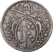Italy Scudo Pius VII 1800 R I KM# 1248.1 PIVS VII PON M AN I PAX coin obverse Italy Scudo Pius VII 1800 R I KM# 1248.1 PIVS VII PON M AN I PAX coin obverse