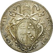 Italy Scudo Pius VII 1815 R XVI KM# 1275 PIVS VII PON M A XVIII coin obverse Italy Scudo Pius VII 1815 R XVI KM# 1275 PIVS VII PON M A XVIII coin obverse