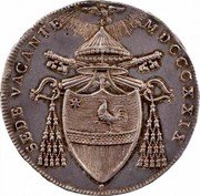 Italy Scudo Sede Vacante (1829) R MDCCCXIX KM# 1303 SEDE VACANTE MDCCCXXIX coin obverse Italy Scudo Sede Vacante (1829) R MDCCCXIX KM# 1303 SEDE VACANTE MDCCCXXIX coin obverse