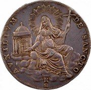 Italy Scudo Sede Vacante (1829) R MDCCCXIX KM# 1303 AVXILIVM DE SANCTO B SC coin reverse Italy Scudo Sede Vacante (1829) R MDCCCXIX KM# 1303 AVXILIVM DE SANCTO B SC coin reverse