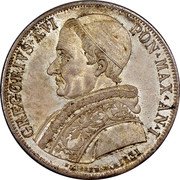 Italy Scudo Gregory XVI 1831 R I KM# 1315.1 GREGORIVS XVI PON MAX AN I coin obverse Italy Scudo Gregory XVI 1831 R I KM# 1315.1 GREGORIVS XVI PON MAX AN I coin obverse