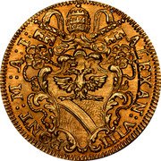 Italy Scudo D'oro Alexander VIII 1690 MDCXC (1690)-I KM# 529 ALEXAN VIII PONT M A I coin obverse Italy Scudo D'oro Alexander VIII 1690 MDCXC (1690)-I KM# 529 ALEXAN VIII PONT M A I coin obverse
