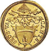 Italy Scudo D'oro Annibale Albani Sede Vacante 1721 MDCCXXI KM# 785 SEDE VA CANTE coin obverse Italy Scudo D'oro Annibale Albani Sede Vacante 1721 MDCCXXI KM# 785 SEDE VA CANTE coin obverse