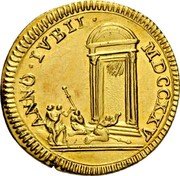 Italy Scudo D'oro Benedict XIII 1725 MDCCXXV-II KM# 811 ANNO IVBIL MDCCXXV coin reverse Italy Scudo D'oro Benedict XIII 1725 MDCCXXV-II KM# 811 ANNO IVBIL MDCCXXV coin reverse