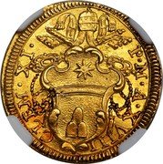 Italy Scudo D'oro Clemente XI ND (1717) XVIII KM# 770 CLEM XI P M A XVIII coin obverse Italy Scudo D'oro Clemente XI ND (1717) XVIII KM# 770 CLEM XI P M A XVIII coin obverse