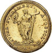 Italy Scudo D'oro Clemente XI ND (1718) XVIII KM# 771 SVPER FVNDAMENT APOSTOL H coin reverse Italy Scudo D'oro Clemente XI ND (1718) XVIII KM# 771 SVPER FVNDAMENT APOSTOL H coin reverse