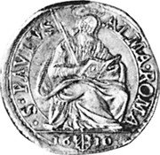 Italy Testone Paul V 1610 KM# 61 S PAVLVS ALMA POMA 16 10 coin reverse Italy Testone Paul V 1610 KM# 61 S PAVLVS ALMA POMA 16 10 coin reverse