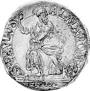 Italy Testone Paul V 1612 KM# 68 S PAVLVS ALMA ROMA 1612 coin reverse Italy Testone Paul V 1612 KM# 68 S PAVLVS ALMA ROMA 1612 coin reverse