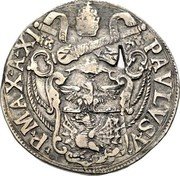 Italy Testone Pavl V 1615 XI KM# 66 MAX A VIII PAVLVS V P coin obverse Italy Testone Pavl V 1615 XI KM# 66 MAX A VIII PAVLVS V P coin obverse