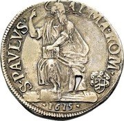 Italy Testone Pavl V 1615 XI KM# 66 S PAVLVS ALMA ROMA 1615 coin reverse Italy Testone Pavl V 1615 XI KM# 66 S PAVLVS ALMA ROMA 1615 coin reverse