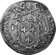 Italy Testone Urban VIII 1625 II KM# 147 VRBANVS VIII PON MAX A II coin obverse Italy Testone Urban VIII 1625 II KM# 147 VRBANVS VIII PON MAX A II coin obverse