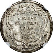 Italy Testone Innocent XI 1685 IX KM# 472 MELIVS EST DARE QVAM ACCIPERE 1685 coin reverse Italy Testone Innocent XI 1685 IX KM# 472 MELIVS EST DARE QVAM ACCIPERE 1685 coin reverse