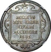 Italy Testone Innocent XI 1685 XI KM# 474 MELIVS EST DARE QVAM ACCIPERE 1685 coin reverse Italy Testone Innocent XI 1685 XI KM# 474 MELIVS EST DARE QVAM ACCIPERE 1685 coin reverse