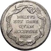Italy Testone Innocent XI 1686 X KM# 493 MILIVS EST DARE QVAM ACCIPERE 1686 coin reverse Italy Testone Innocent XI 1686 X KM# 493 MILIVS EST DARE QVAM ACCIPERE 1686 coin reverse
