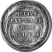 Italy Testone Innocent XI 1689 1689-XIII KM# A495 MELIVS EST DARE QVAM ACCIPERE 1685 coin reverse Italy Testone Innocent XI 1689 1689-XIII KM# A495 MELIVS EST DARE QVAM ACCIPERE 1685 coin reverse