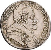 Italy Testone Alexander VIII 1690 MDCXC (1690)-I KM# 524 ALEXAN VIII PONT M A I HAMERANVS coin obverse Italy Testone Alexander VIII 1690 MDCXC (1690)-I KM# 524 ALEXAN VIII PONT M A I HAMERANVS coin obverse