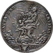 Italy Testone Clement XI 1707 MDCCVII-VII KM# 696 CAVSA NRÆ LÆTITIÆ MDC CVII coin reverse Italy Testone Clement XI 1707 MDCCVII-VII KM# 696 CAVSA NRÆ LÆTITIÆ MDC CVII coin reverse