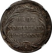 Italy Testone Clement XII 1735 MDCCXXXV-V KM# 863 URBE NOBILITATA MDCCXXXV coin reverse Italy Testone Clement XII 1735 MDCCXXXV-V KM# 863 URBE NOBILITATA MDCCXXXV coin reverse