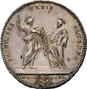 Italy Testone Benedict XIV 1746 MDCCXLVI-VI KM# 952 PRINCIPES VRBIS PATRONI MDCC XLVI coin reverse