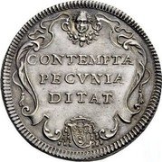 Italy Testone Innocent XIII 1722 ND(1722)-II KM# 789 CONTEMPTA PECVNIA DITAT coin reverse