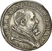 Italy Testone (Urbano VIII) KM# 191 VRBANVS VIII PONT MAX AN XIIII coin obverse Italy Testone (Urbano VIII) KM# 191 VRBANVS VIII PONT MAX AN XIIII coin obverse