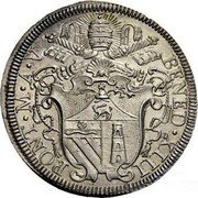 Italy Testone Benedict XIII ND (1729) ND(1729)-V KM# 819 BENED XIII PONT M A V coin obverse Italy Testone Benedict XIII ND (1729) ND(1729)-V KM# 819 BENED XIII PONT M A V coin obverse