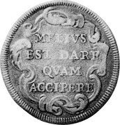 Italy Testone Innocent XI ND VII KM# 448 MELIVS EST DARE QVAM ACCIPERE coin reverse Italy Testone Innocent XI ND VII KM# 448 MELIVS EST DARE QVAM ACCIPERE coin reverse