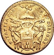 Italy Zecchino Annibale Albani 1740 KM# 934 NVTANTIA COR DA TV DIRIGAS coin reverse Italy Zecchino Annibale Albani 1740 KM# 934 NVTANTIA COR DA TV DIRIGAS coin reverse