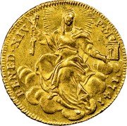 Italy Zecchino Benedict XIV 1741 I KM# 943 BEN (ED) XIV P M 1741 coin obverse Italy Zecchino Benedict XIV 1741 I KM# 943 BEN (ED) XIV P M 1741 coin obverse