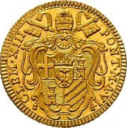 Italy Zecchino Clement XIII 1764 1764-VI KM# 984 CLEMENS XIII PONT M AN II coin obverse Italy Zecchino Clement XIII 1764 1764-VI KM# 984 CLEMENS XIII PONT M AN II coin obverse