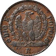 Italy 1/2 Baiocco Eagle in Wreath 1849 R KM# 21 DIO E POPULO N C R. coin reverse